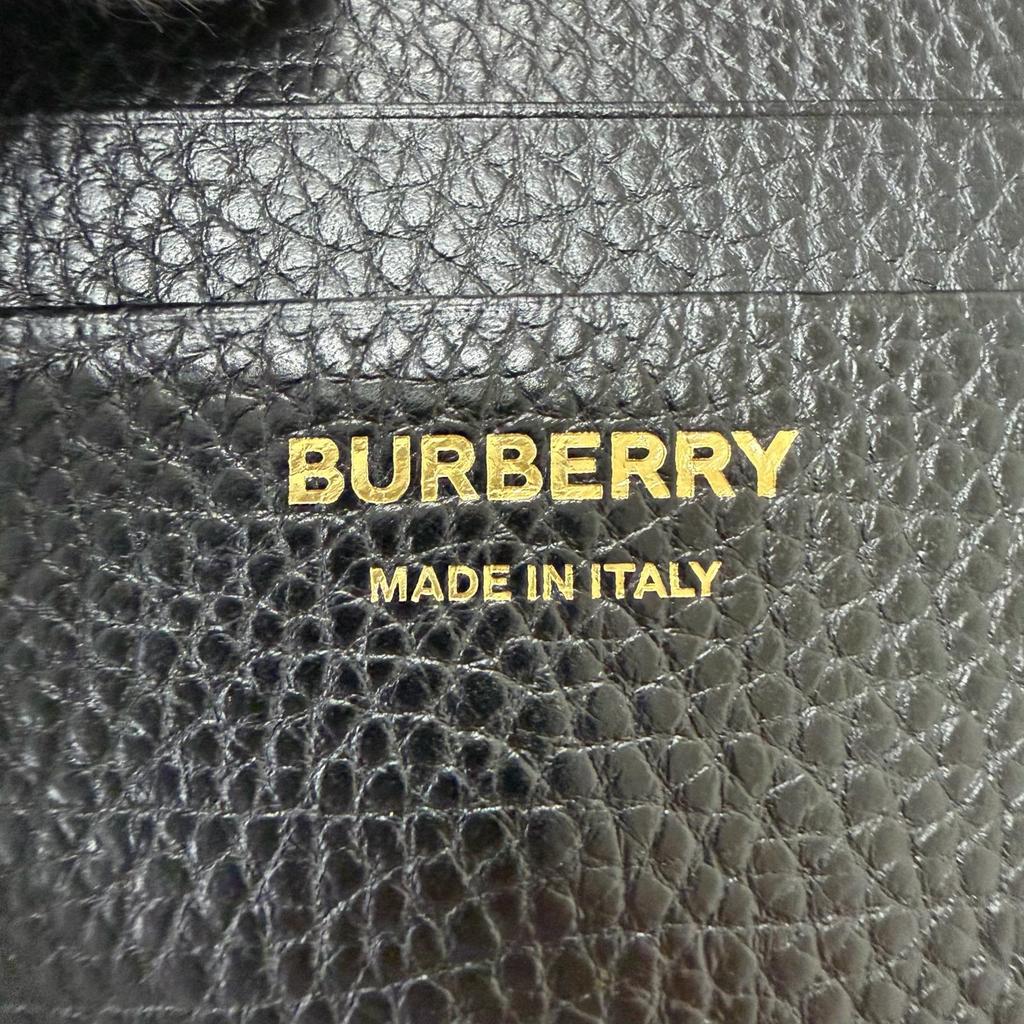 Pristine BURBERRY Card Case Checkered Lining Pattern Coin Case black Used