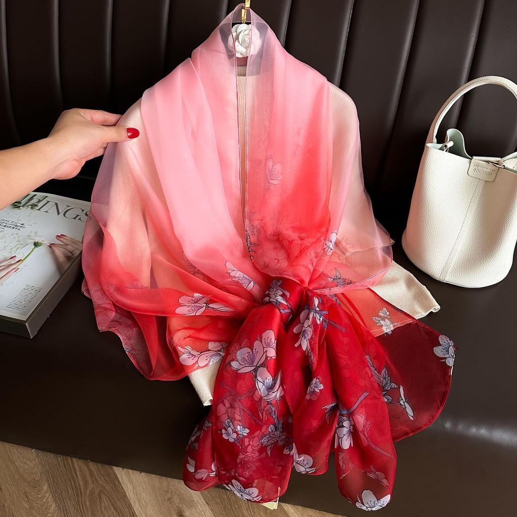 180*135cm Summer Silk Scarf Women Outdoor Shawl Bandanna Foulard Female Beach Fashion Luxury Oversized Shawl Head Hijab Wrap