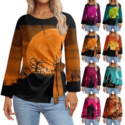 Женские топы с длинным рукавом Летние асимметричные футболки Приталенные повседневные топы Футболки Пуловеры Топы на Хэллоуин Футболки Летние топы Топы с коротким рукавом