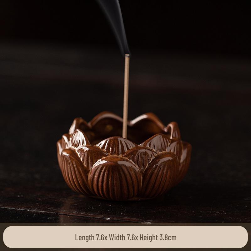 Creative Lotus Ceramic Incense Burner for Home, Zen Tea Ceremony Accessory