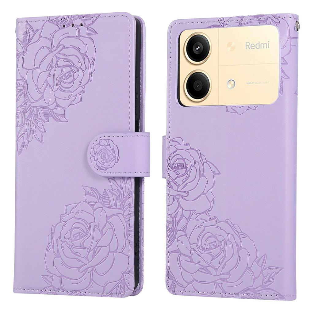 Для Xiaomi Redmi Note 13R Pro 5G чехол-кошелек из искусственной кожи с цветком розы и 3 отделениями для карт