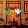 Happy Halloween Door Sign Spooky Pumpkin Ghost Bat Skeleton Indoor Outdoor Front Door Wall Hanging Decoration Welcome Doorplate Home Party Supplies