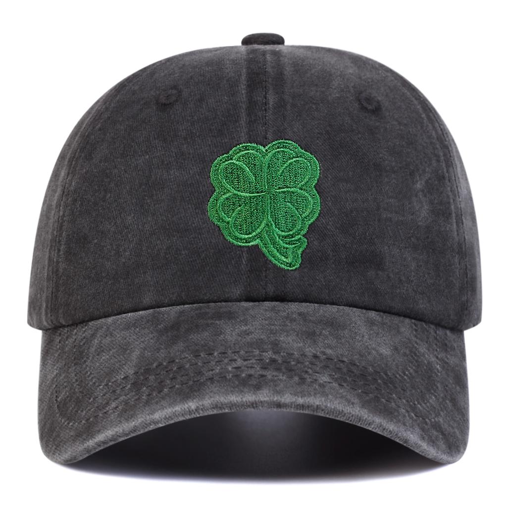 Unisex Clover Embroidery Wash Baseball Caps Spring and Autumn Outdoor Adjustable Casual Hats Sunscreen Hat