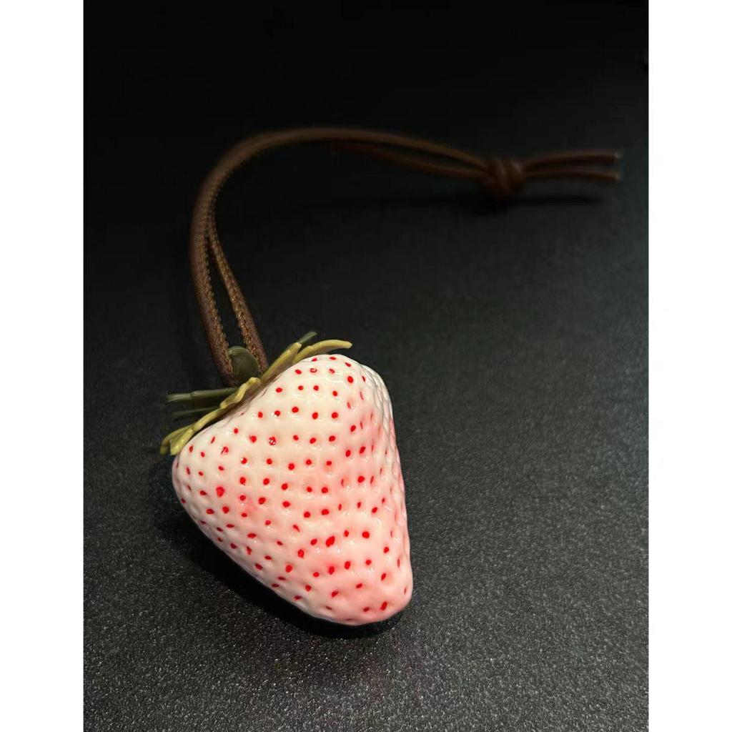 High-End Cute Strawberry Pendant: Fashionable 3D Bag Charm and Backpack Accessory for Couples