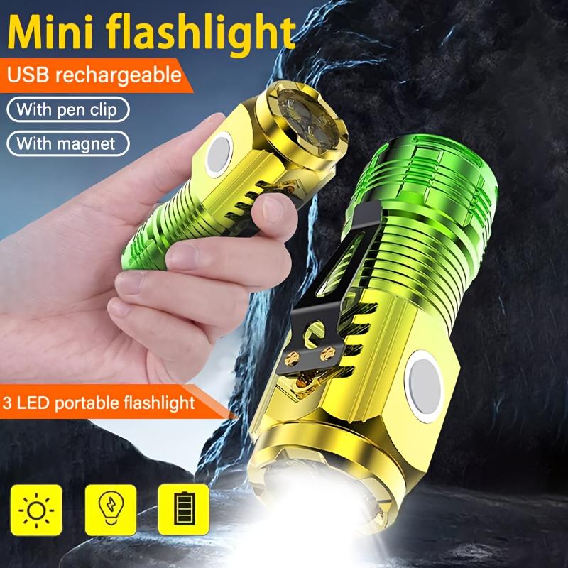 Мини Портативный 3-светодиодный Фонарик с Клипсой для Ручки, Ночник Многофункциональный Магнитный Фонарик, Подходит для Прогулок, Чтения, Экстренных Ситуаций, Рабочего Освещения