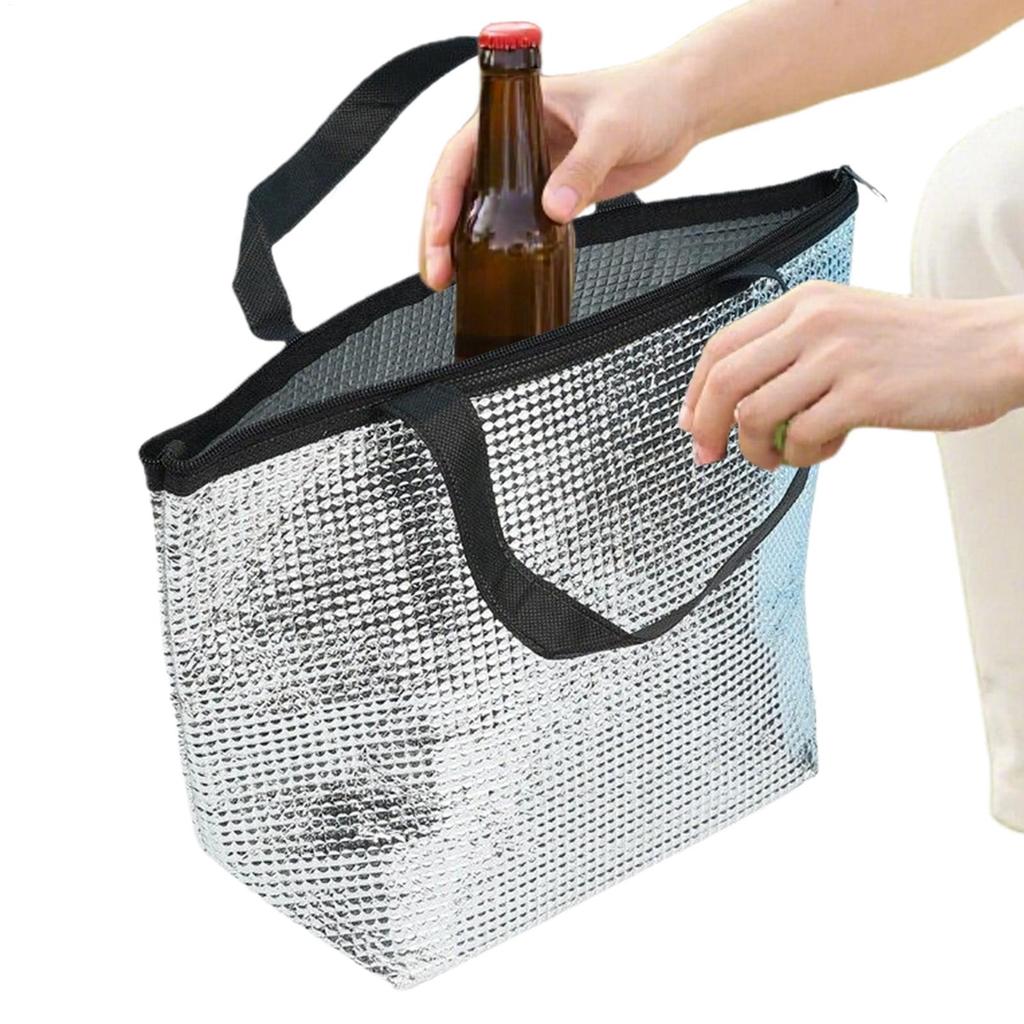 1pcs Aluminum Foil Insulated Cooler Bag Reusable Thermal Bag for Food Storage No Electricity Required Lunch Box Insulated