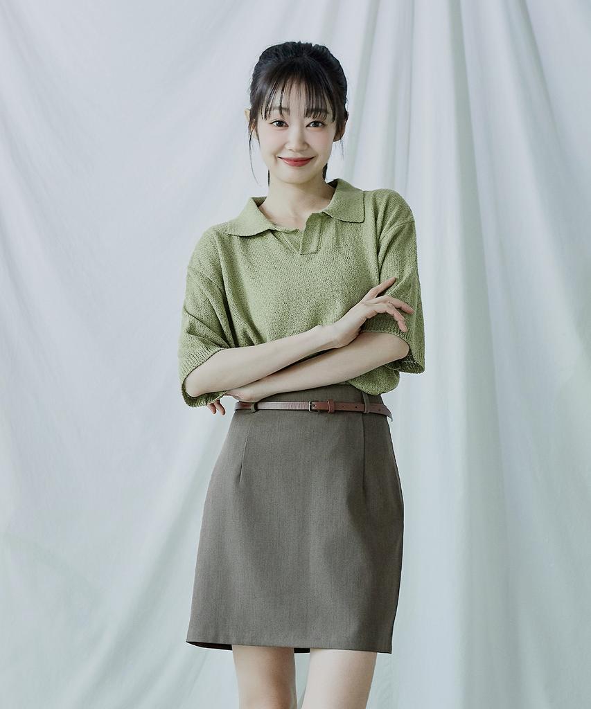 POLYGRAM Boucle Open Collar Half Knit - 8 Colors (Type B)