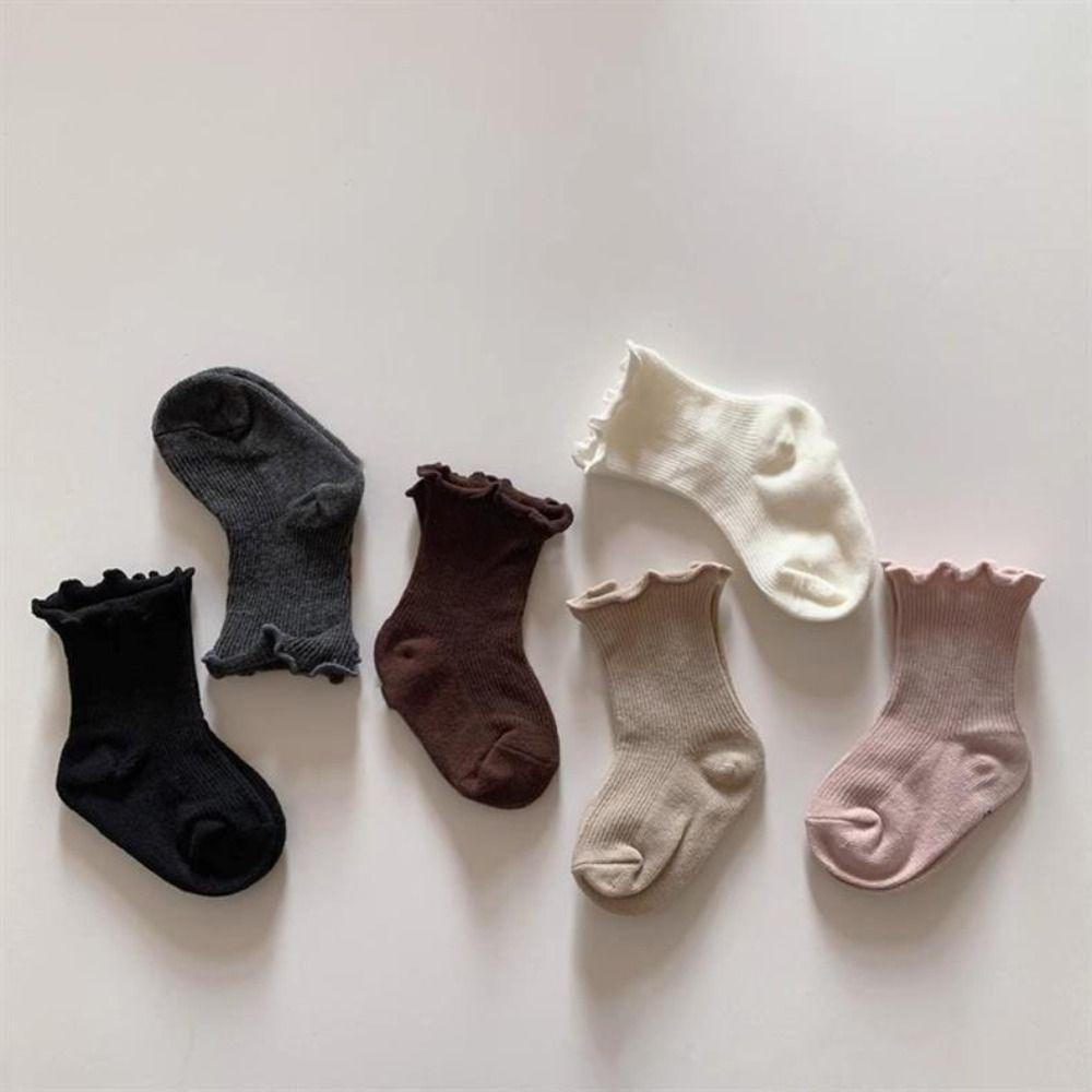 6Pairs Breathable Baby Cotton Socks Autumn Spring Toddle Sweet Socks Kids Short Tube Socks Children