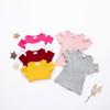 Summer Baby Girls Candy Color Screw Thread T-shirt Off-shoulder Cotton Tops