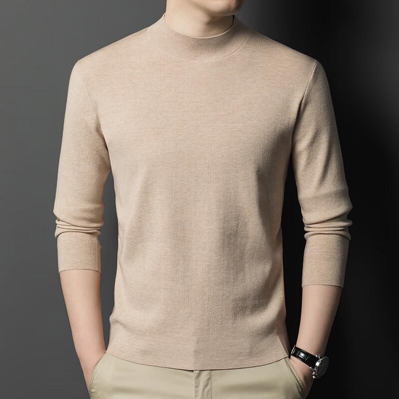 Men's Solid Half-High Neck Pullover Sweater