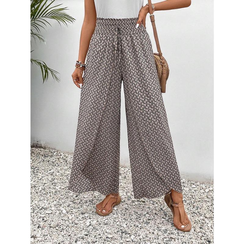 VEZFAA Женские модные повседневные брюки с высокой талией и принтом в клетку, брюки и капри