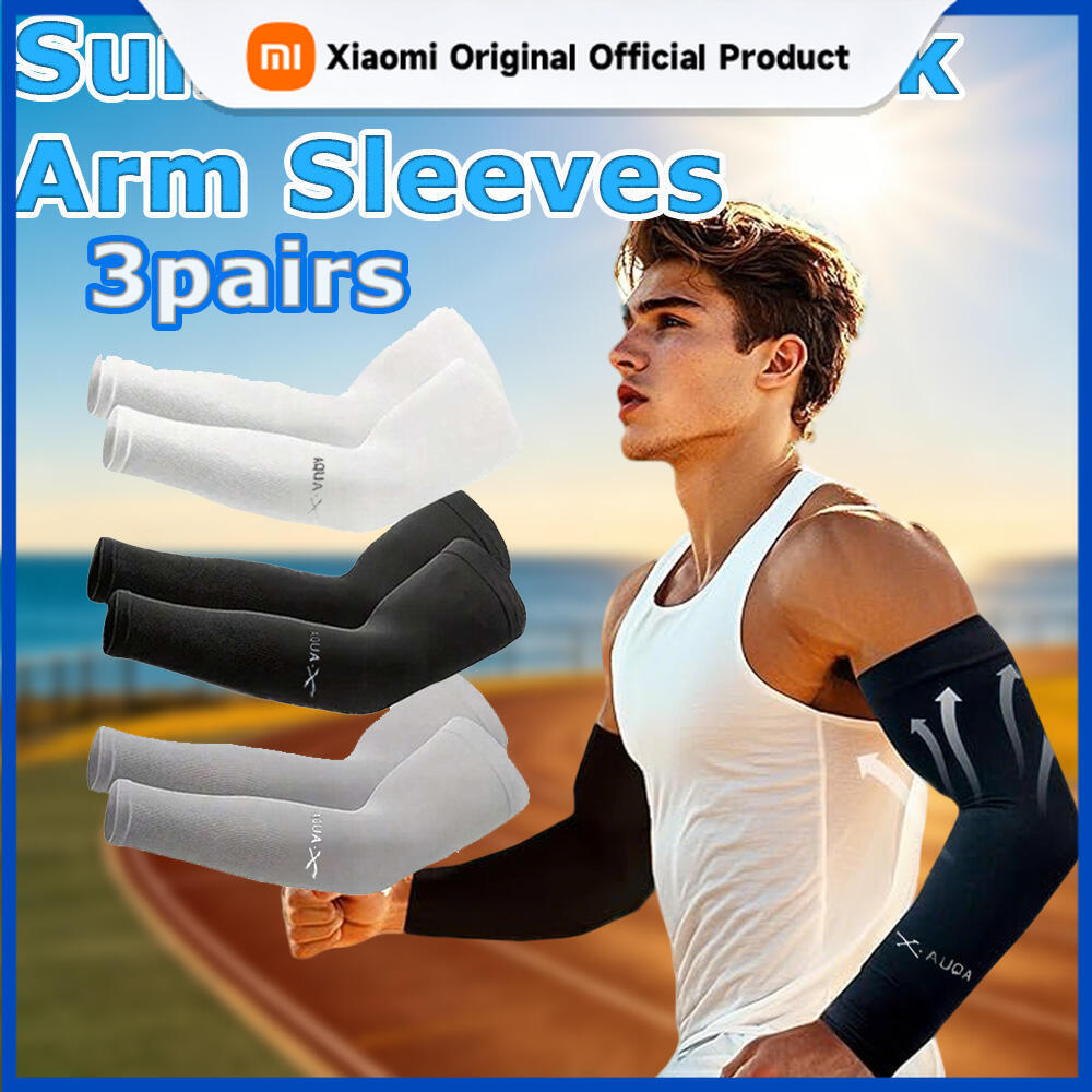 Xiaomi 3 Pairs Cooling Arm Sleeves, Sun Protection Breathable Quick Dry Arm Covers for Cycling, Driving, Fishing, Outdoor Activities