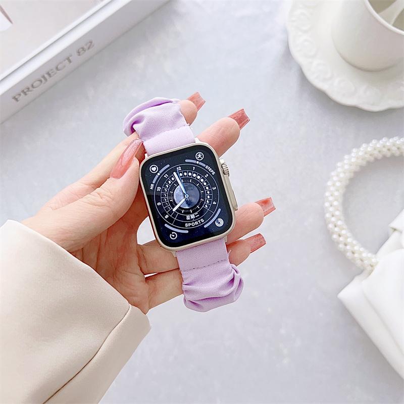 Fashion Hair Ring Strap For Apple Watch 8 7 Band 45 44mm Fabric Wristband for Iwatch Series SE 6 5 4 3 41 40 42 38mm Bracelets