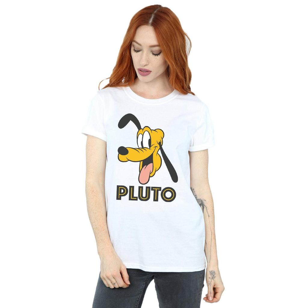 Disney Womens/Ladies Pluto Face Cotton Boyfriend T-Shirt