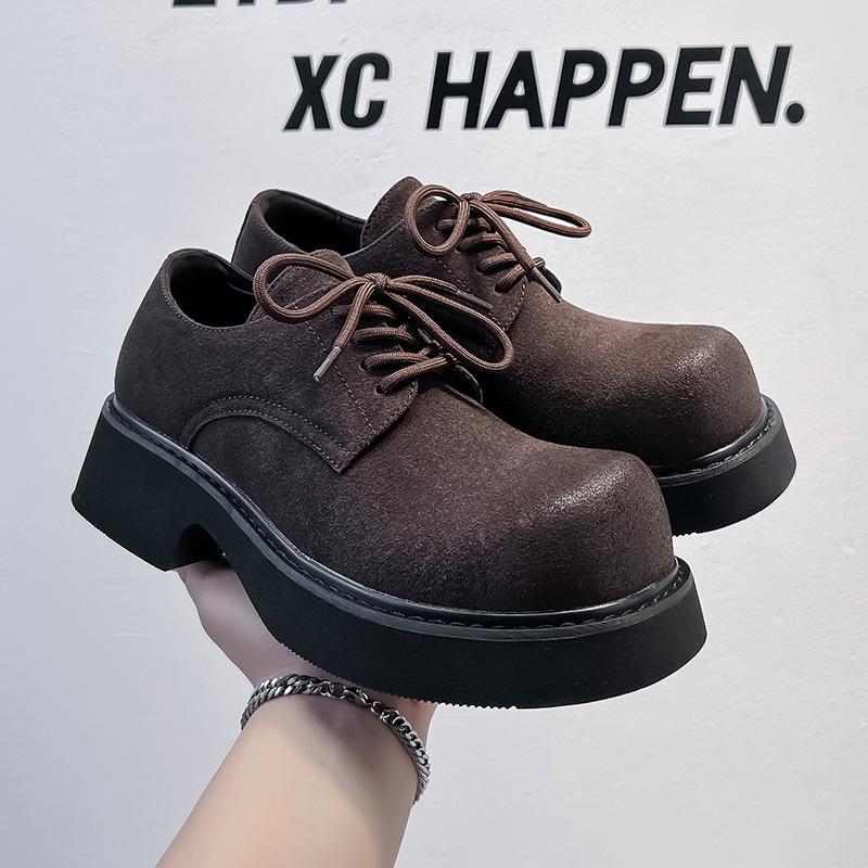 British Style Low-top Spring Casual Retro Men's Big Head Thick Sole Heightening Trend Ins Style Men's Shoes 9525-A