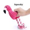 Interactive Fun Pink Flamingo Plush Dog Toy with Chew Rope Cute Sound Effect Suitable for Small to Large Pets