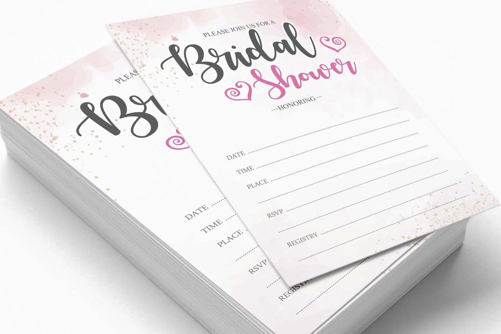 Inkdotpot 30 Bridal Shower InvitationsA  Watercolor splashA  Wedding Fill-In Style Invites Blank