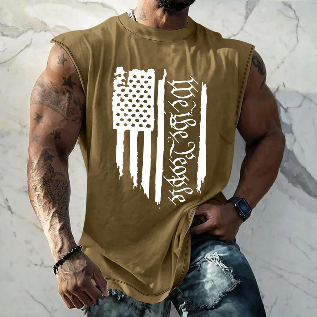 Летний мужской однотонный поглощающий пот дышащий жилет без рукавов с принтом и расширяющимся плечом