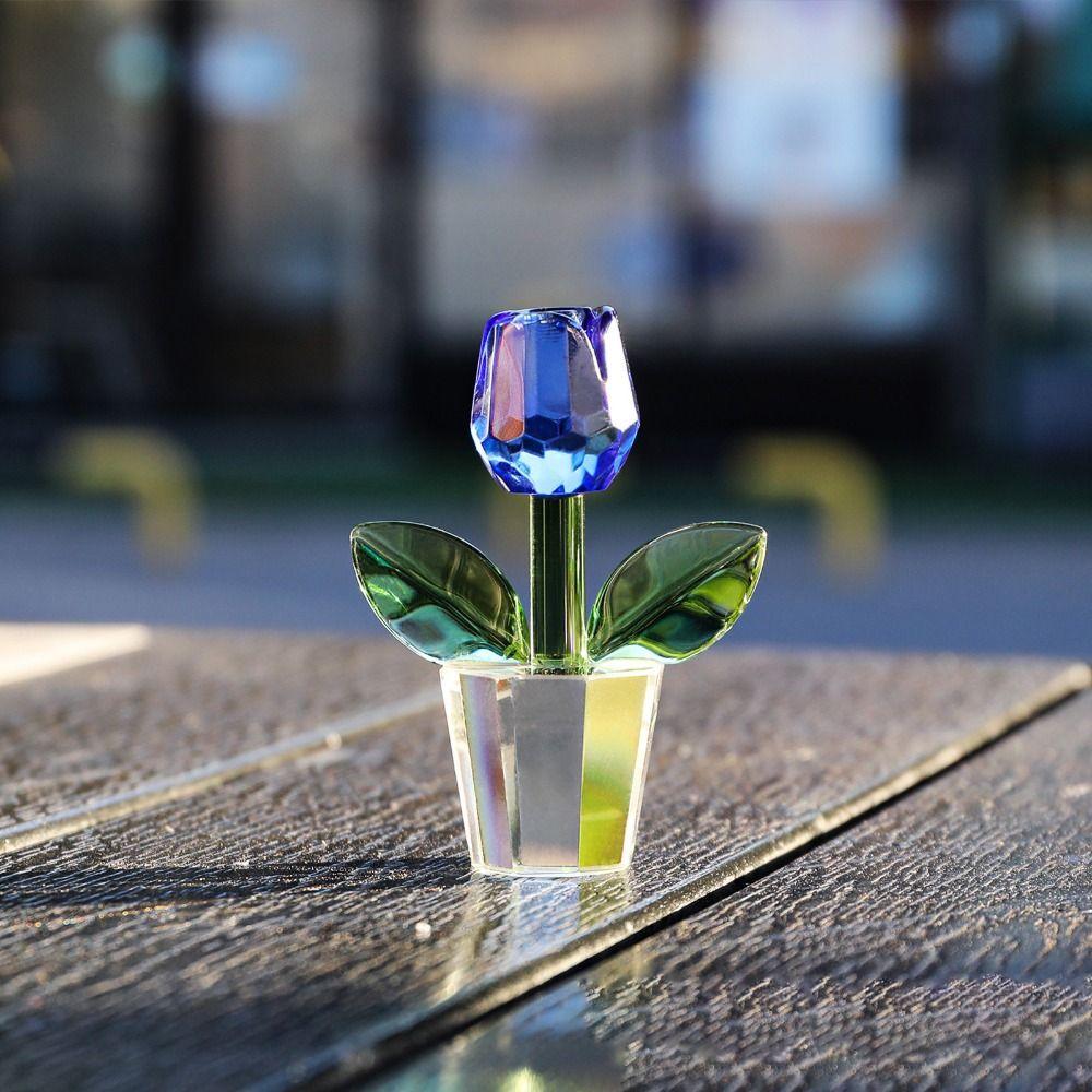 Резные хрустальные статуэтки подсолнуха, милая статуэтка букета тюльпанов, хрустальные украшения в виде тюльпанов, декор для стола