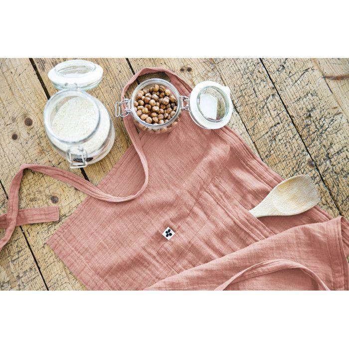 Tablier de Chef "Gaïa" 45 x 80 cm "Gaze de Coton" - Gaïa Rose Pêche