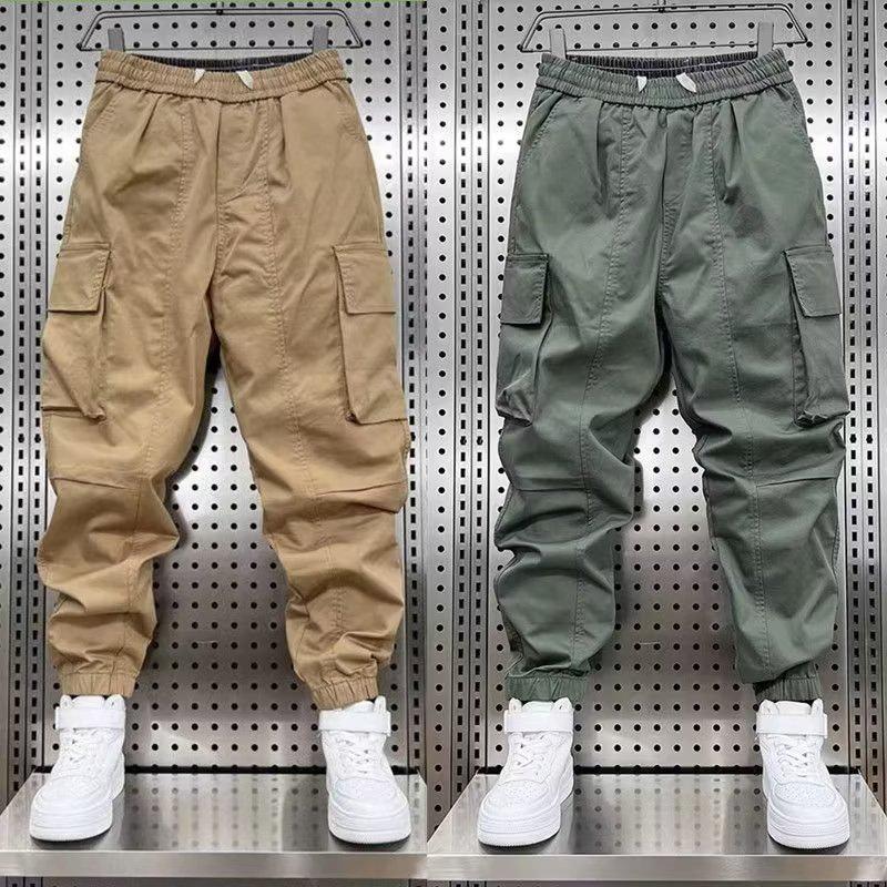 Men's Khaki Pique Style Harem Pants - Trendy, Loose Fit, Cuffed, with Pockets
