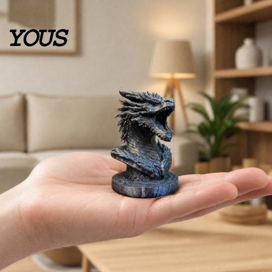 Настольная фигурка-голова дракона, 3D-печатная фэнтезийная статуэтка, мифическое черное скульптурное животное для украшения рабочего стола дома и в офисе, Подарок Коллекционерам Масштаб