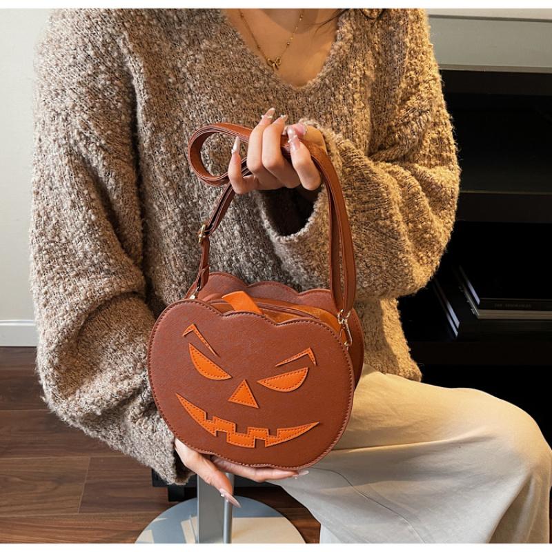 Pumpkin Crossbody Bag For Women Pumpkin Shoulder Bag Female Halloween Bag Pu Leather Demon Messenger Bag Halloween Shopper Bag
