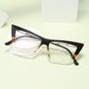 New Personalized Fashionable Cat-eye Flat Mirror Chain Leg Glasses Frame Trendy Plain Anti-blue Light High-definition Glasses