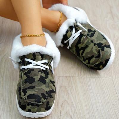 Новые зимние бархатные зимние ботинки женские большие размеры утолщенные и камуфляжные туфли с одной педалью из хлопка
