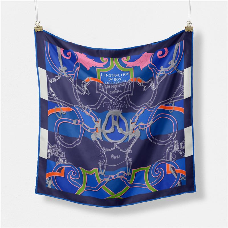 Twill Silk Scarf Women Indian Tiger Print Square Scarves Wraps Bandana Small Hijabs Silk Foulards Tie Headband Neckerchief 53CM