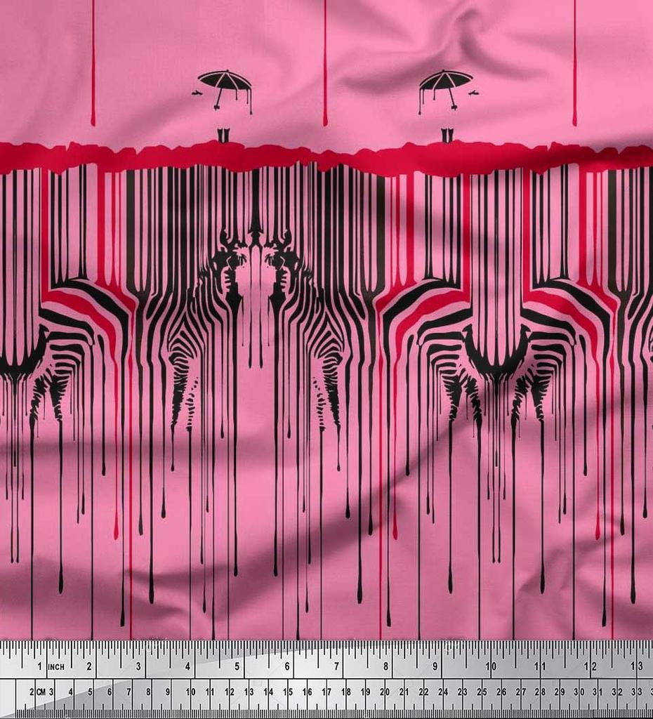 Soimoi Японский креп-сатин, ткань с принтом в виде зонтика и кожи зебры, 42 дюйма по метрам