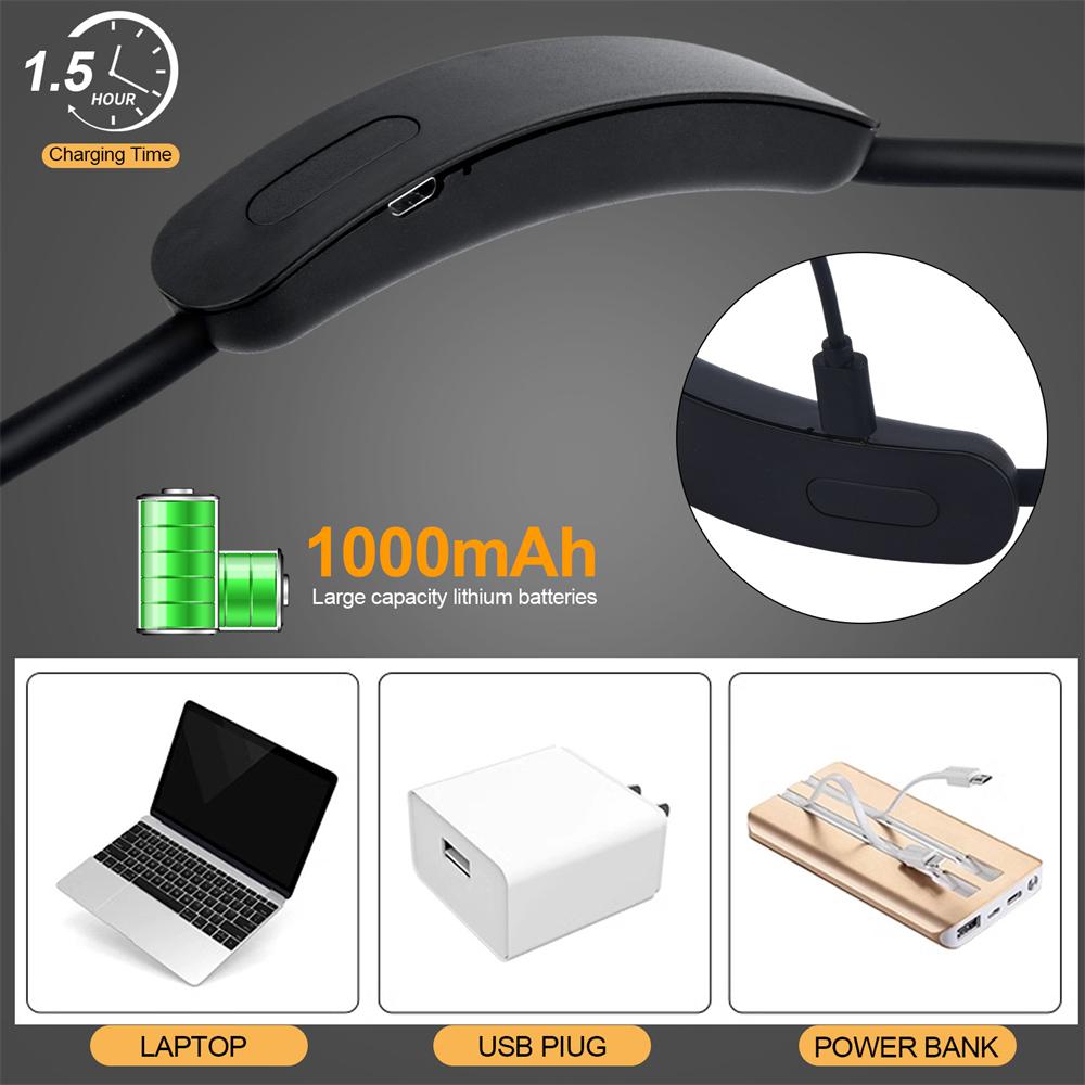 1PC LED Reading Neck Light Usb Rechargeable Book Lamp 360° Flexible Arm Reading Book Light Read Neck Lamp Study Reading Night Light