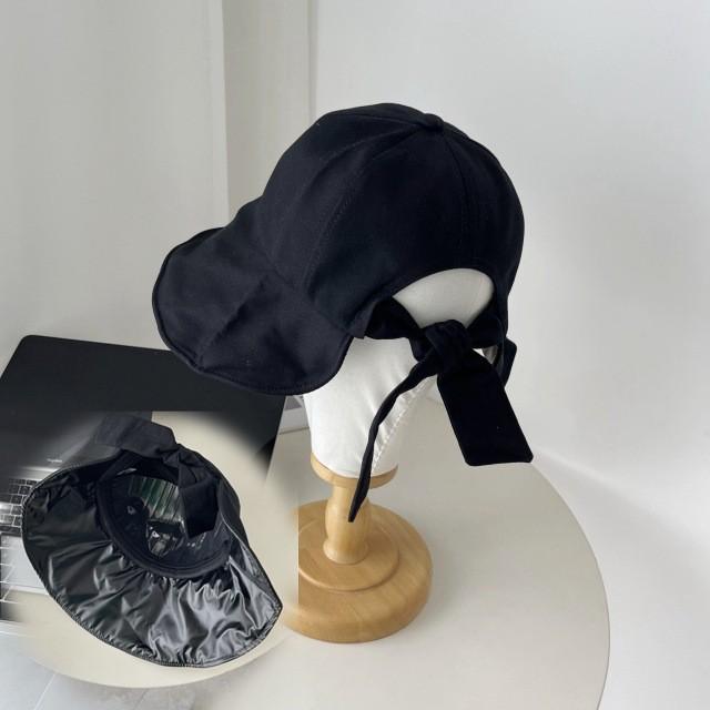 Polyester Sun Hat With Large Brim And Butterfly Bow For Summer Sun Protection