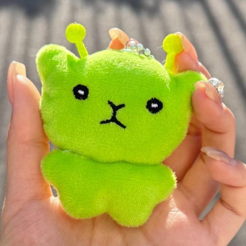 Kawaii Alien Cat Plush Pendant Super Soft Pp Cotton Plushie Dolls Keychain Mini Toy Backpack Decor Gift