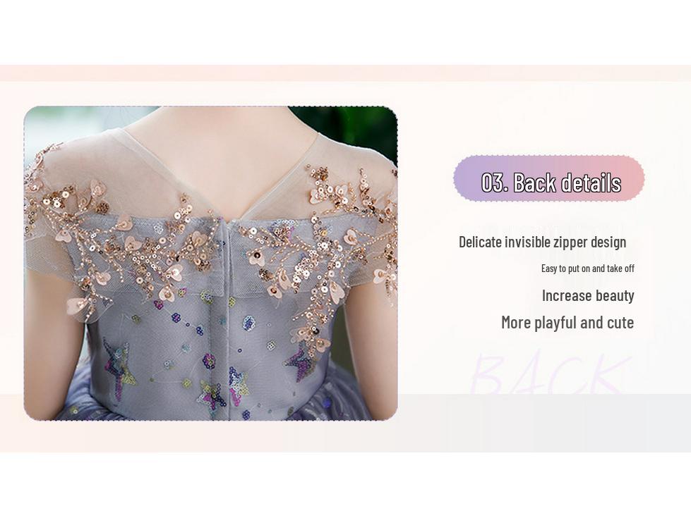 2025 Summer New Style Girls' Puffy Yarn Fashionable Wedding Runway Host Formal Dress