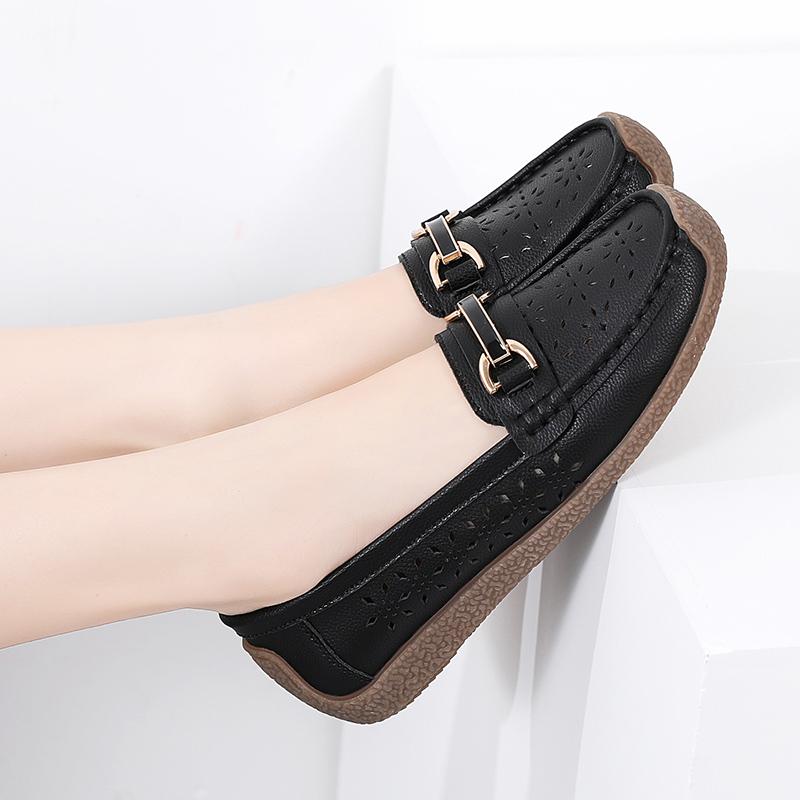 Женские лоферы на плоской подошве, кожаные мокасины для вождения, удобные повседневные без шнуровки прогулочные минималистичные летние балетки для мамы на плоской подошве