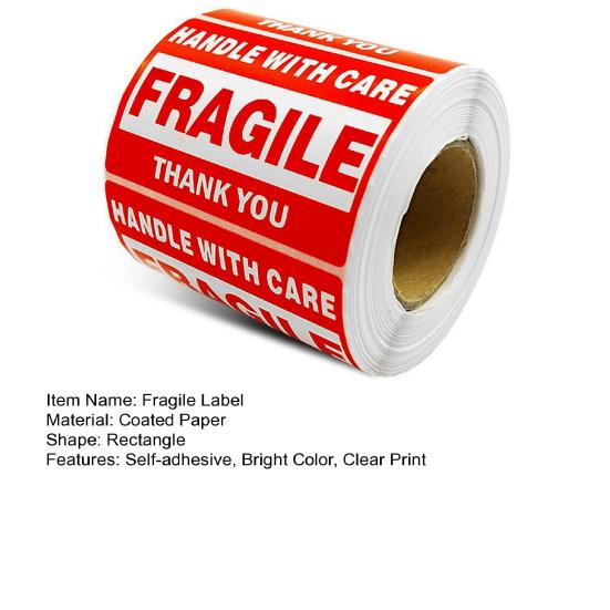 500Pcs/Roll Fragile Label Sticker Red White Handle with Care Fragile Thank You Self-adhesive Rectangle Package Box Shipping Warning Decal Kit