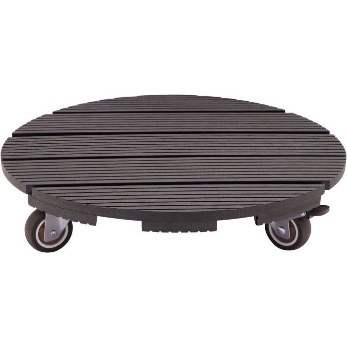 Support de pot a roulettes - NATURE - WPC - H8,6 x Ø38 cm - 4 roulettes - Anthracite