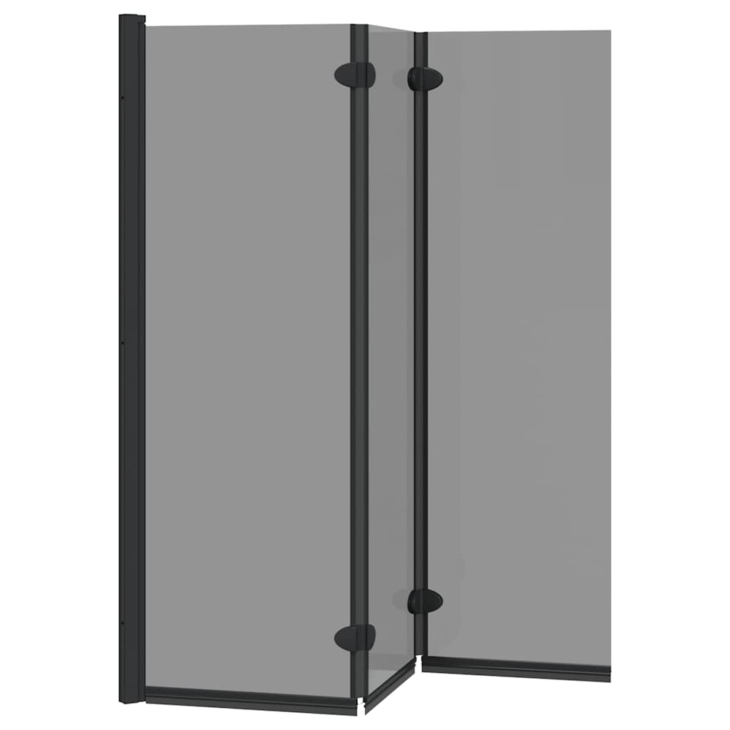 Black Shower Screen 130 x 138 cm Tempered Glass