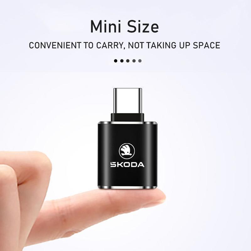 HIAQ2 Type C OTG Male To USB Female Adapter Converter Connector For Skoda Kylaq Elroq Octavia Enyaq Kamiq Scala Rapid Karoq Fabia Yeti