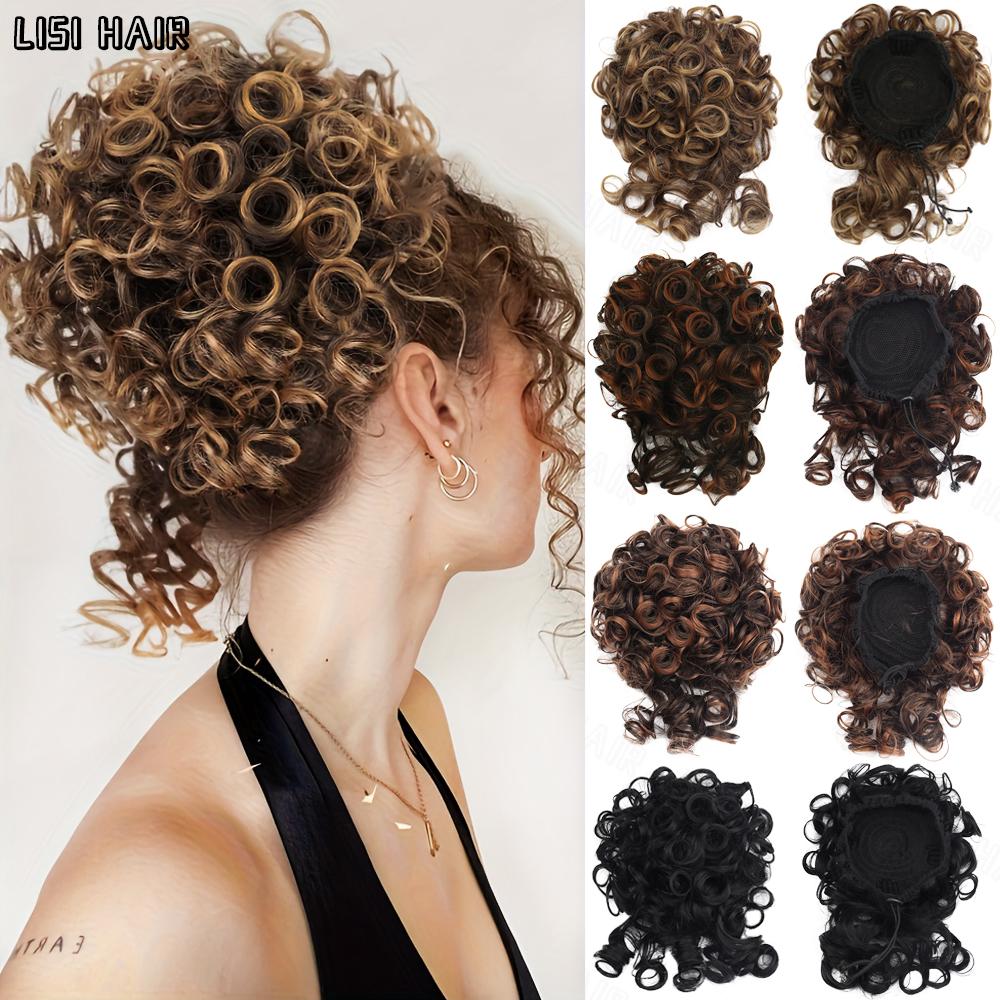 MERISIHAIR Грязный пучок для волос, эластичный шнурок, свободный большой вьющийся короткий пучок, синтетический хвостик, наращивание волос, пучок для женщин, ежедневное использование