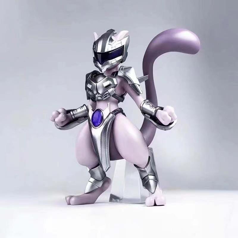11cm Pokemon Mewtwo In Steel Armor Anime Action Figure Model Gk Statue Collection Desktop Decoration Ornament Cute Toys Boy Gift