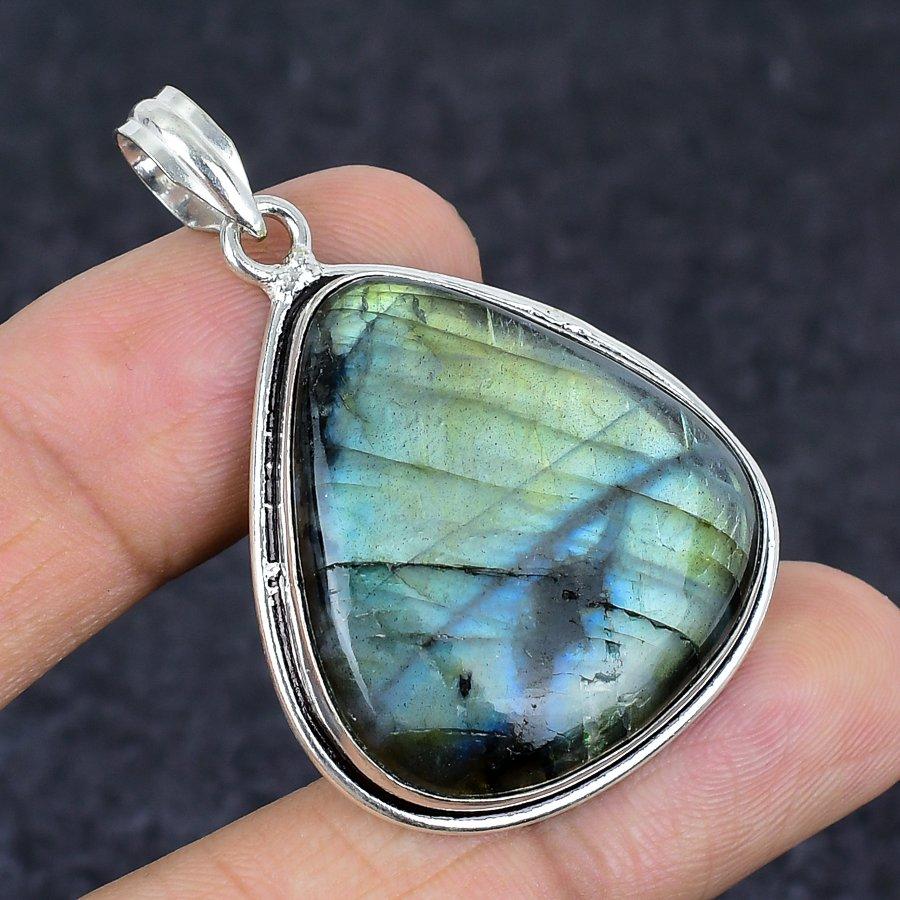 Labradorite Gemstone Handmade 925 Sterling Silver Jewelry Pendant 1.97" g2W13