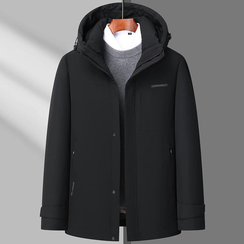 Новый зимний мужской пуховик на гусином пуху со съемной подкладкой, простая повседневная зимняя теплая куртка