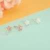 S925 Sterling Silver Korean Diamond Zircon Hollow Flower Earrings - Literary Fresh Five-Petal Design (Single Piece)