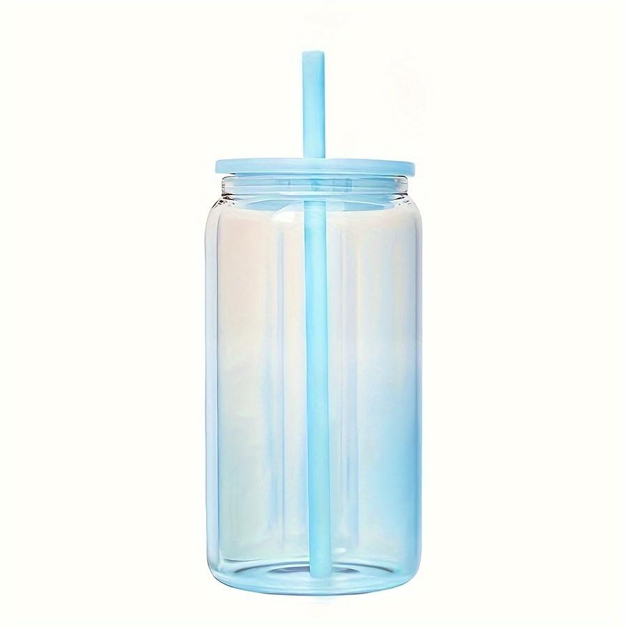 1 шт 16 унций (480ml) Стакан Mason Cups с градиентным цветом, стеклянный, с крышкой и трубочкой, многоразовый стакан для холодного кофе, смузи или кружка Boba