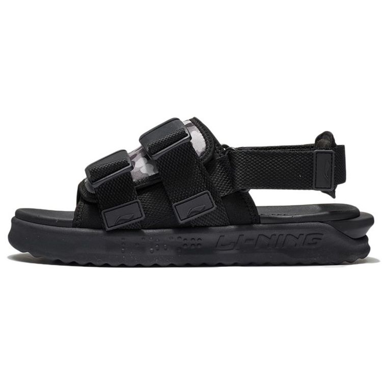 Li Ning Trendy Casual Beach Sandals Men Shoes Black Gray AGUS009-3