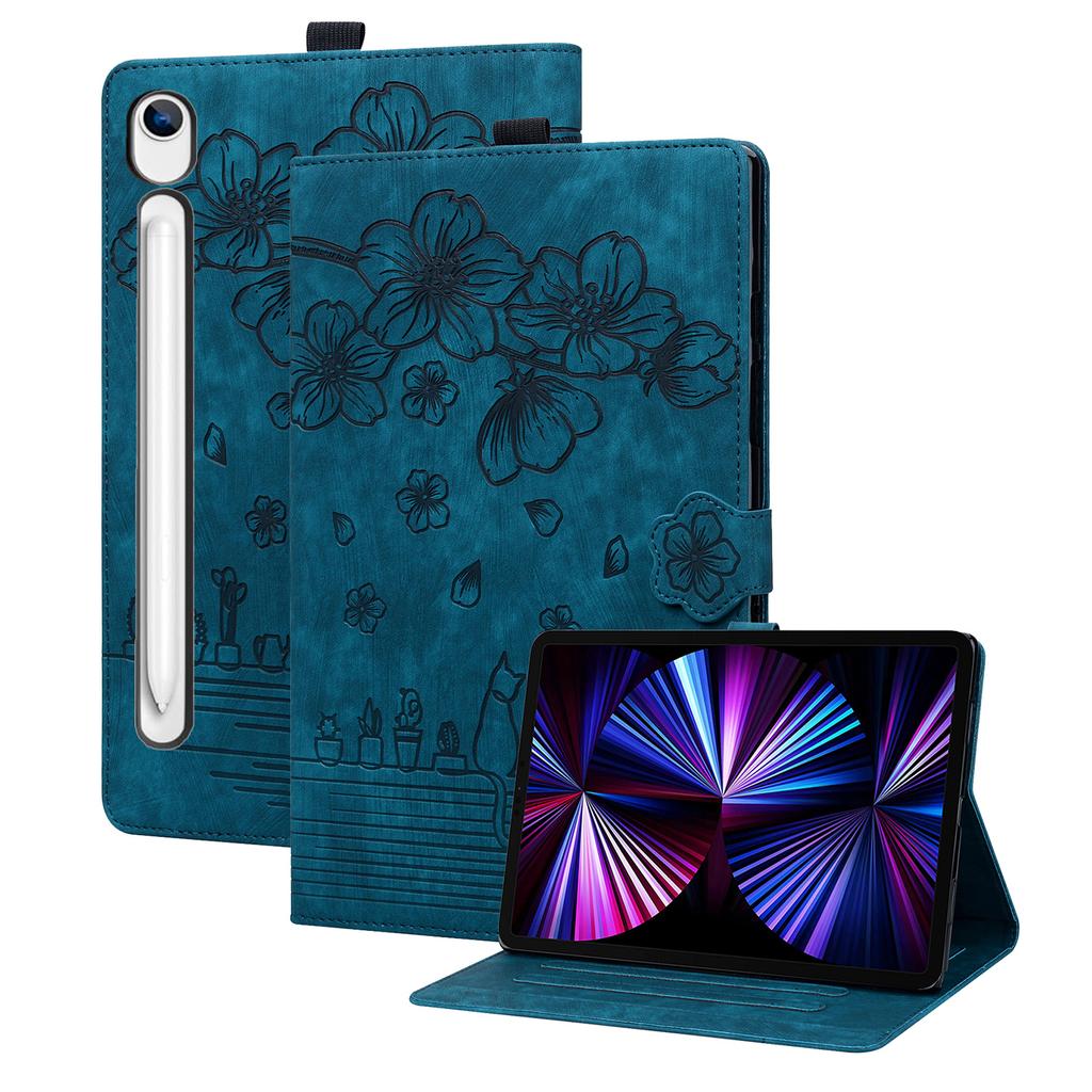 Чехол-книжка для Samsung Galaxy Tab S10 Lite / Tab S10 FE / Tab S9 FE Слот для карт Кожаная подставка Чехол-книжка Цветочный кот