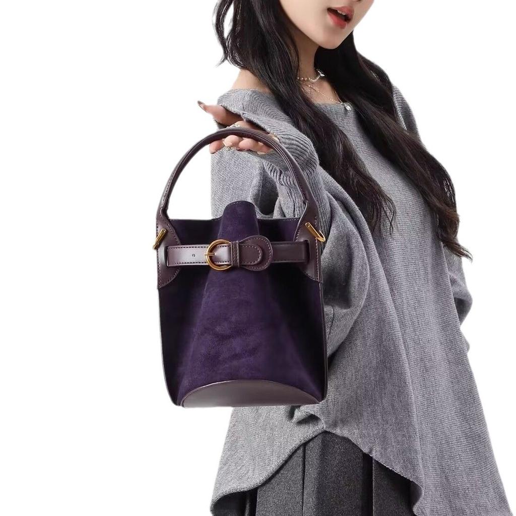 Design Women's Bag Shoulder Bag High-end Purple Bucket Bag Women's 2025 New Commuter Trendy Shoulder Messenger Bag
