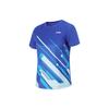 Li Ning Серия Настольный теннис Мягкий Удобный Дышащий Спортивный Пуловер Футболка с коротким рукавом Унисекс Топы Ярко-синий AATT077-1
